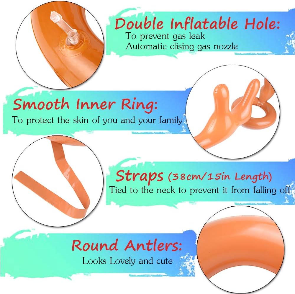 Christmas Games for Family Party, Inflatable Reindeer Antler Ring Toss Game Great Christmas Games for Adults and Kids