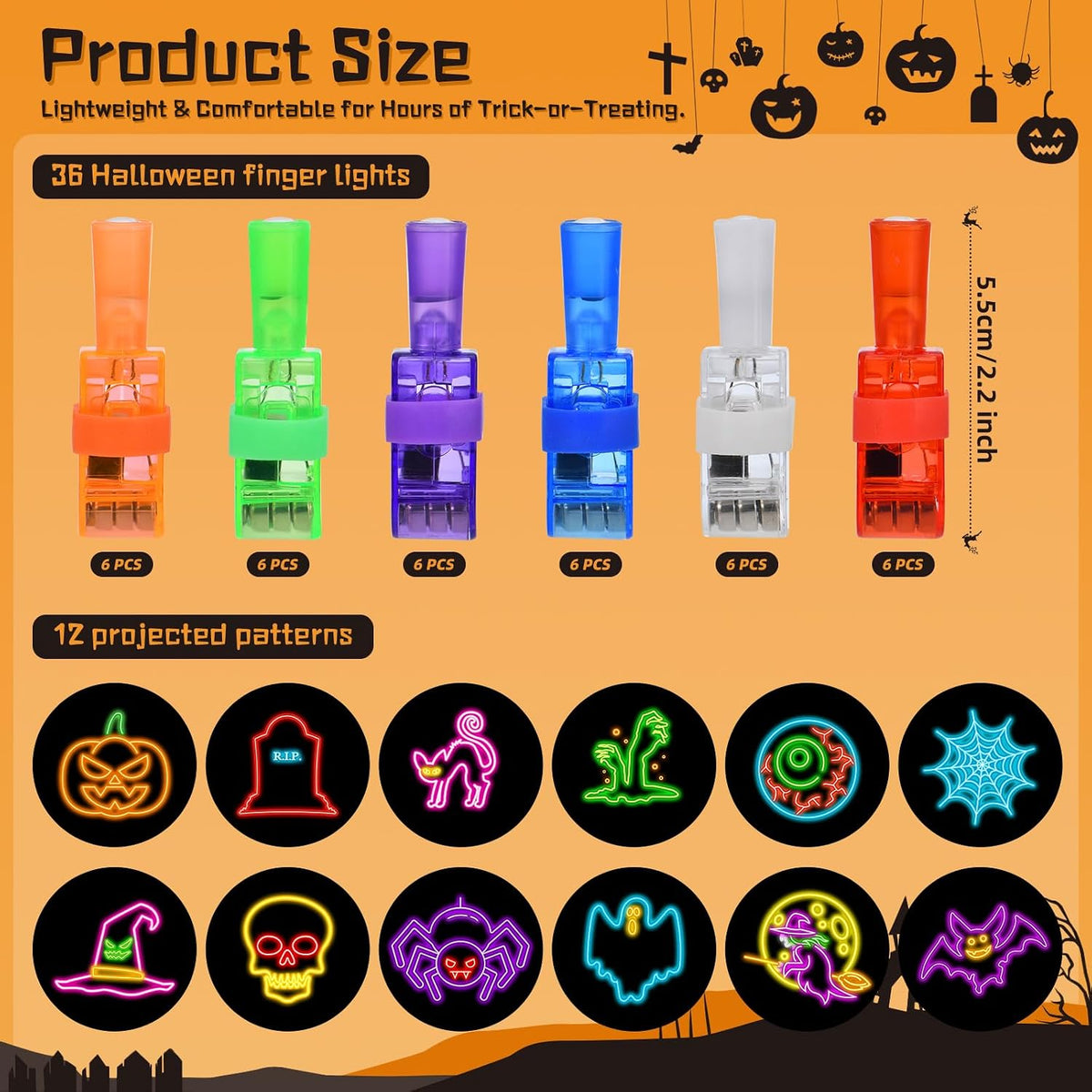 Halloween Party Favors for Kids, 36pcs Finger Lights