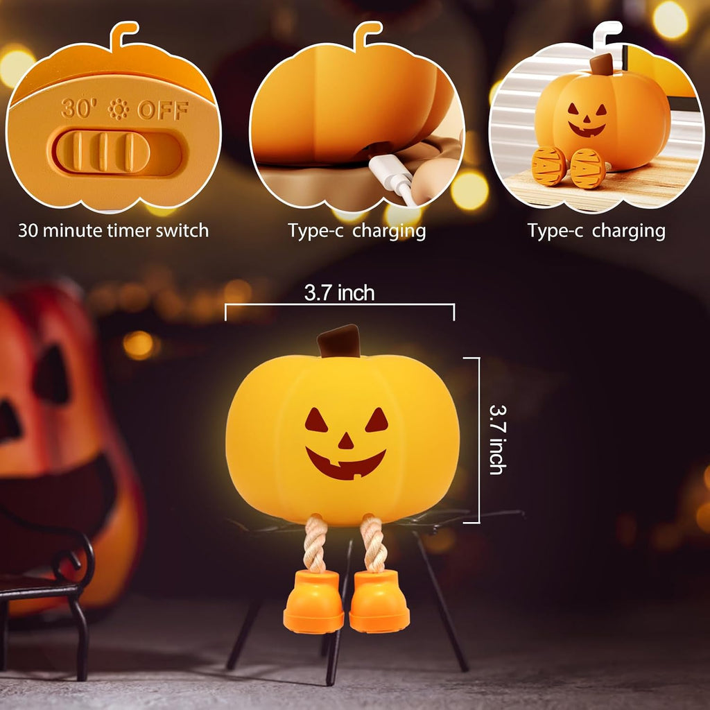 Pumpkin Night Light for Kids Cute Jack O Lantern Halloween Decor Nightlight for Baby