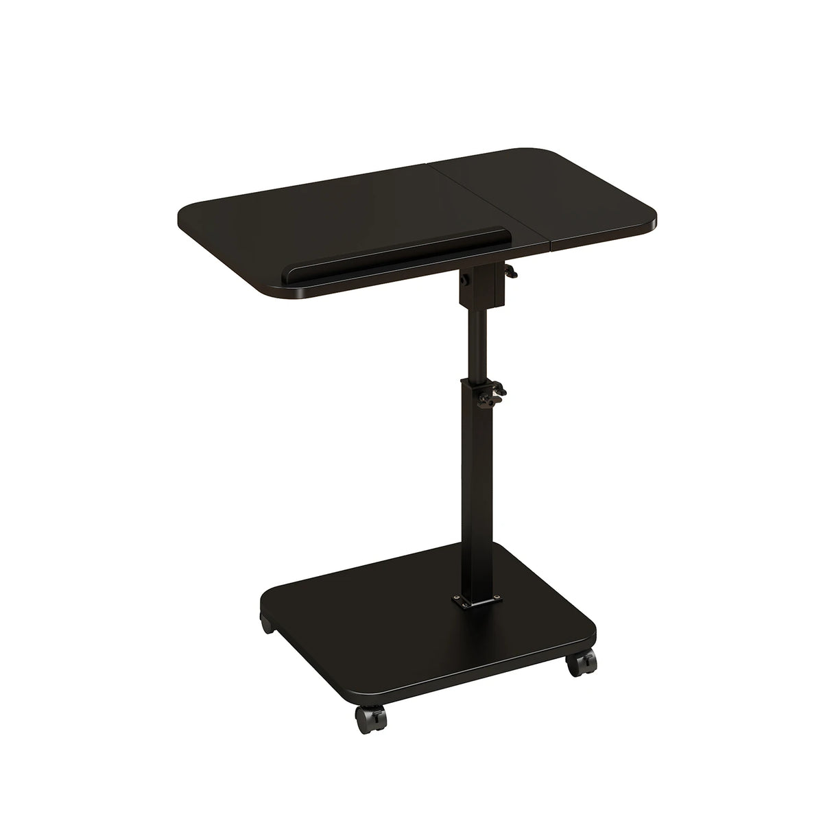 Adjustable Height C-Shaped TV Tray Table - Heavy Duty Side Table with 360° Swivel Heavy Metal Base, Portable Snack Tray for Couch Eating, Mobile Living Room Furniture for Small Spaces