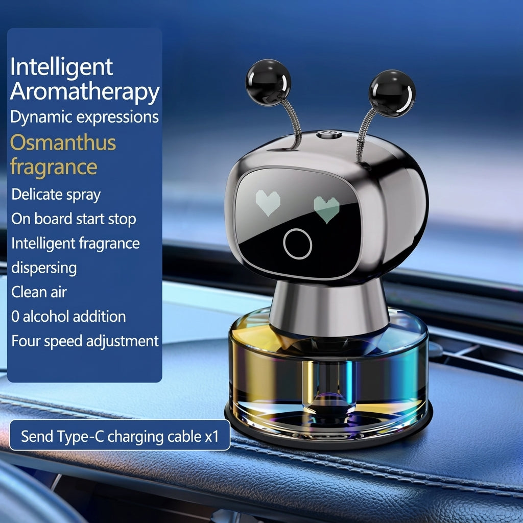 Smart Car Air Freshener AI Rechargeable Car Aroma Diffuser Smart eyes 4 Levels of Adjustable Intelligent Car Diffuser Gift