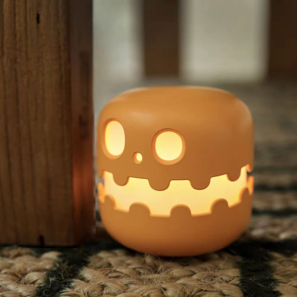 Creative Halloween Pumpkins Lamp Auto-off Timer Push Type Mini Pumpkin LED Lantern Warm Light Ornament Pumpkin Night Light Desk 2 sold
