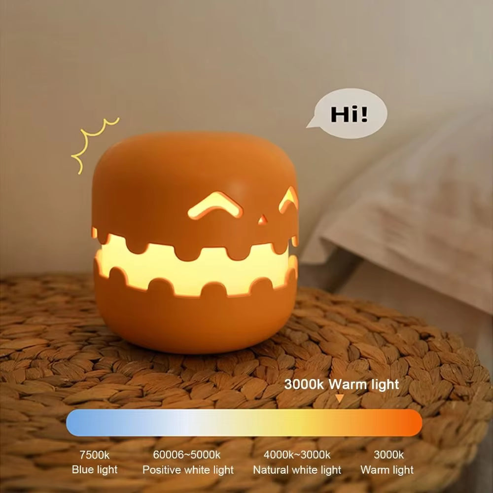 Creative Halloween Pumpkins Lamp Auto-off Timer Push Type Mini Pumpkin LED Lantern Warm Light Ornament Pumpkin Night Light Desk 2 sold