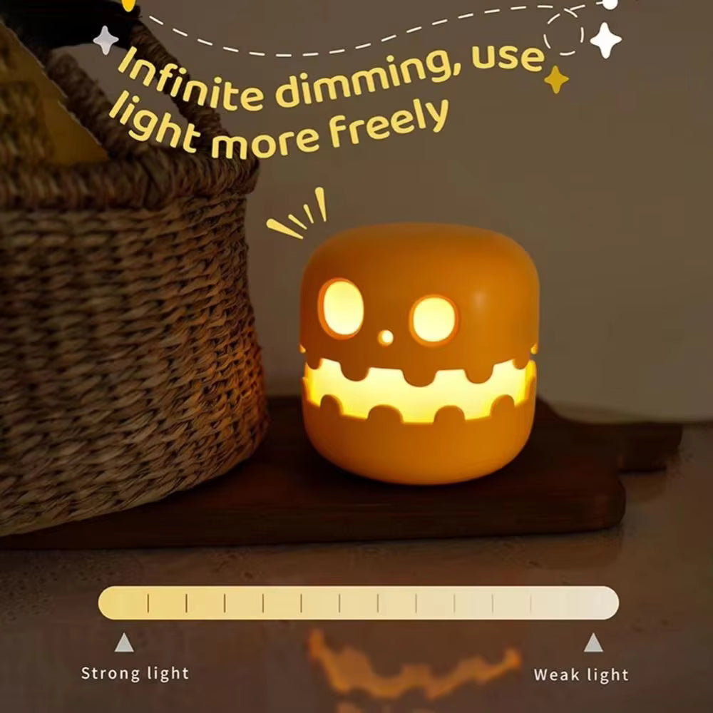Creative Halloween Pumpkins Lamp Auto-off Timer Push Type Mini Pumpkin LED Lantern Warm Light Ornament Pumpkin Night Light Desk 2 sold