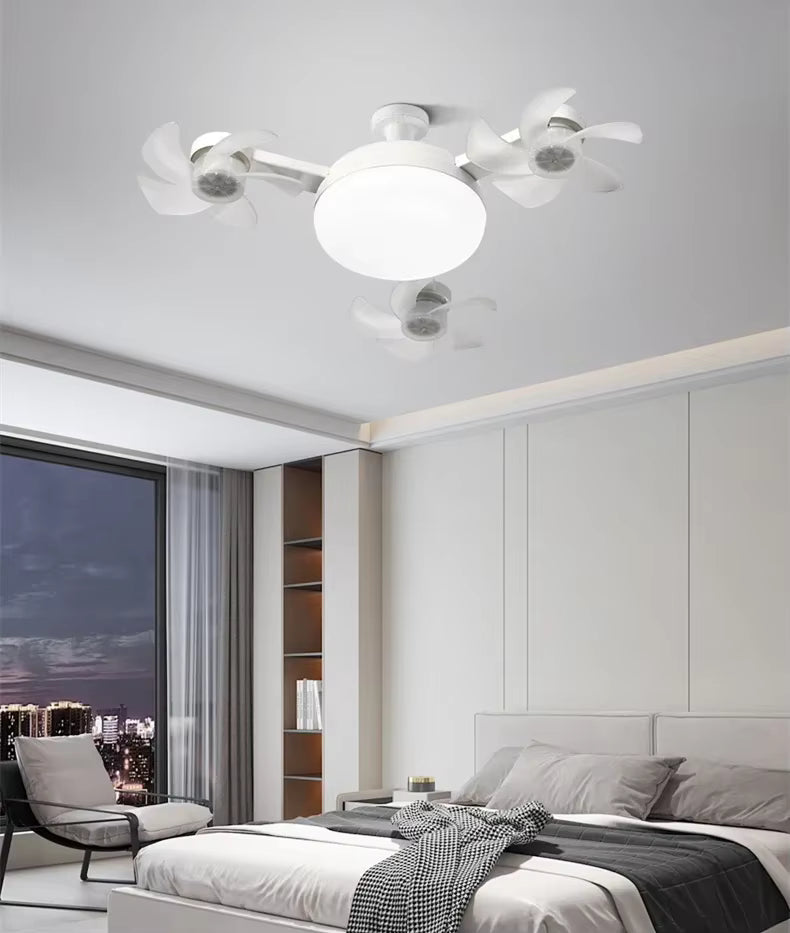 Contemporary Screw-In Ceiling Fan Light with Remote Control, Foldable 4-Blade E26 Medium Base, Quiet Cooling Ceiling Fan with Built-In Lighting, Easy Installation for Everyday Bedroom, Kitchen Use