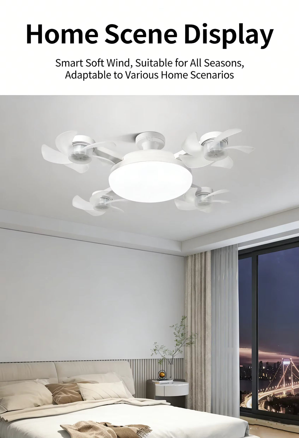 Contemporary Screw-In Ceiling Fan Light with Remote Control, Foldable 4-Blade E26 Medium Base, Quiet Cooling Ceiling Fan with Built-In Lighting, Easy Installation for Everyday Bedroom, Kitchen Use
