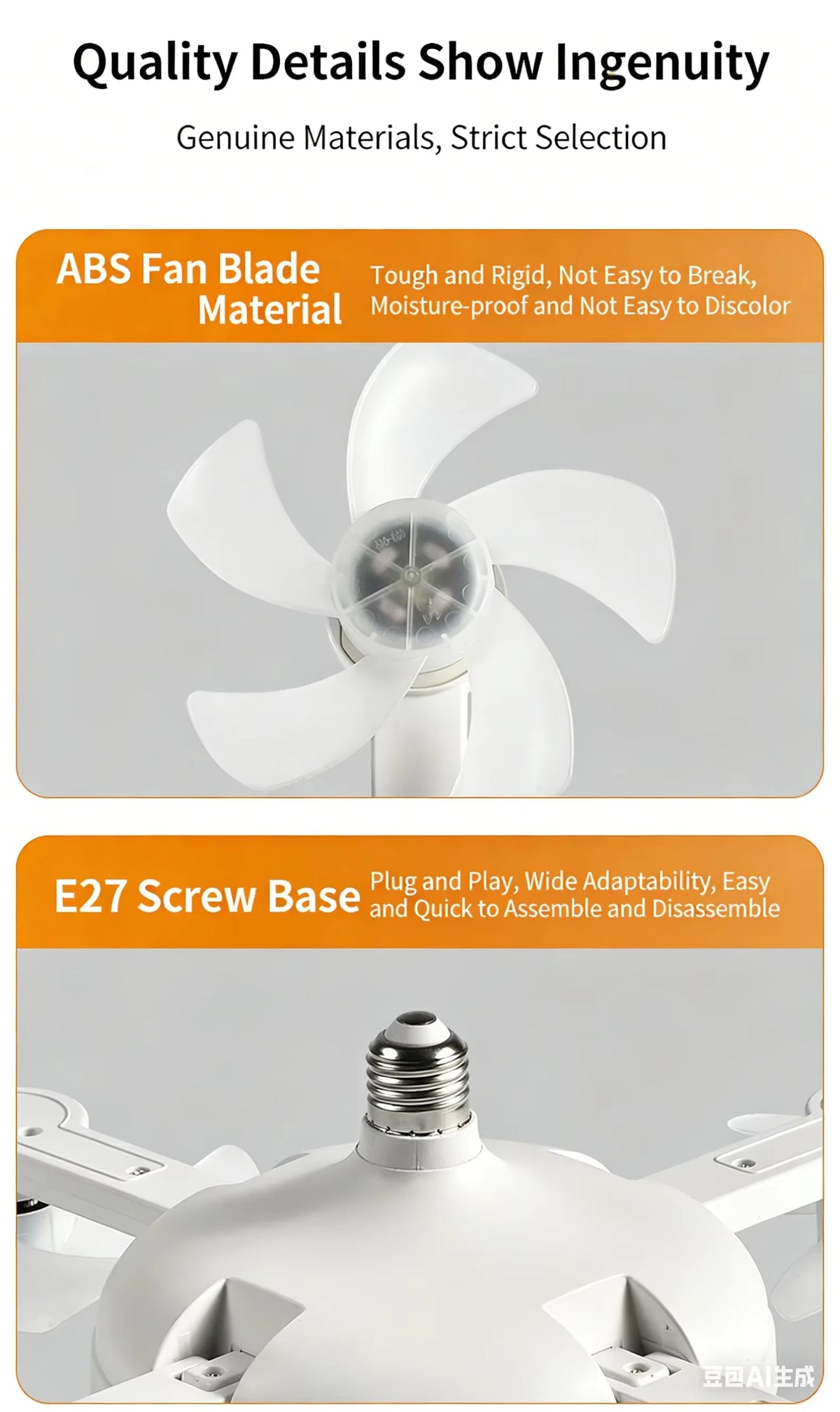 Contemporary Screw-In Ceiling Fan Light with Remote Control, Foldable 4-Blade E26 Medium Base, Quiet Cooling Ceiling Fan with Built-In Lighting, Easy Installation for Everyday Bedroom, Kitchen Use