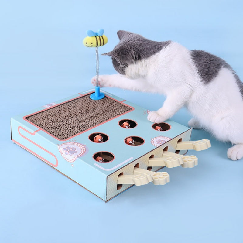 Cat Toy Whack-a-Mole Cat Scratching Board Toy Grinding Claw Rest Play Funny CatInteractive Multifunctional Cat Supplies