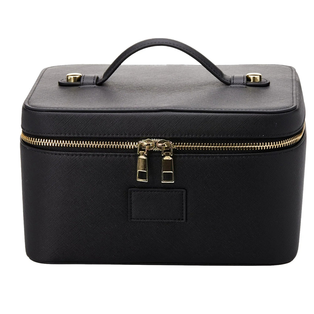 Fashion PU Handheld Makeup Bag with Compartment Large Capacity Portable Leather Makeup Pack Waterpoor Leather Cosmetic Pouch