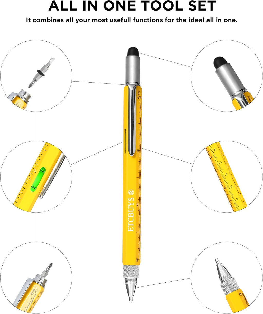 Screwdriver Pen Pocket Multi-Tool 6 in 1 – Multi-Functional & Sturdy Aluminum DIY Tool, With Screwdriver, Stylus, Bubble Level, Ruler & Phillips Flathead Bit, Unique Gift Idea 2
