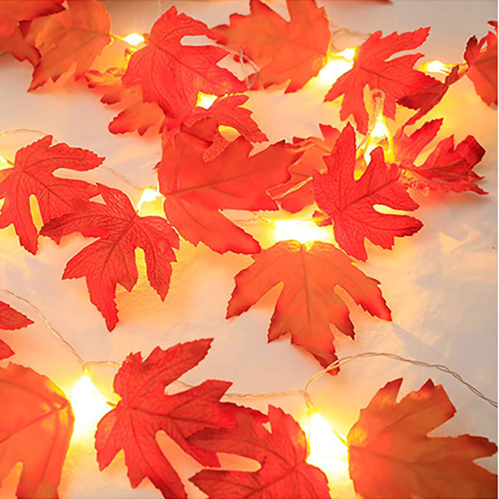 2/3/6M Christmas Decoration Artificial Maple Leaf Leaves LED Light String Lantern Garland Home Party DIY Deco Halloween New Yea