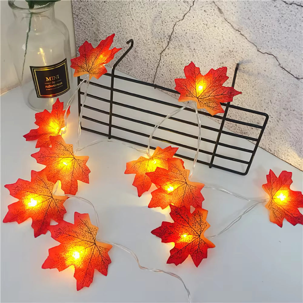2/3/6M Christmas Decoration Artificial Maple Leaf Leaves LED Light String Lantern Garland Home Party DIY Deco Halloween New Yea