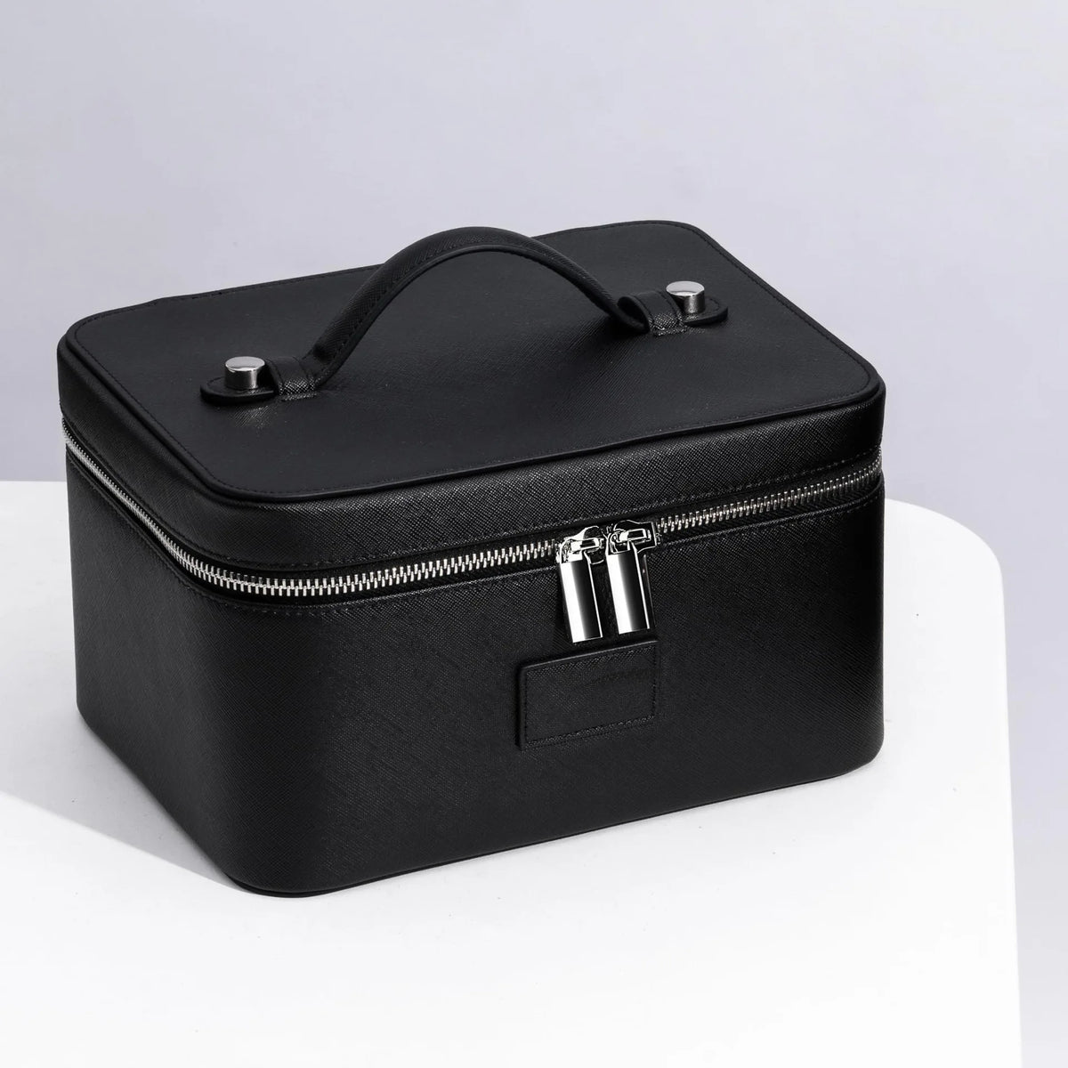 Fashion PU Handheld Makeup Bag with Compartment Large Capacity Portable Leather Makeup Pack Waterpoor Leather Cosmetic Pouch